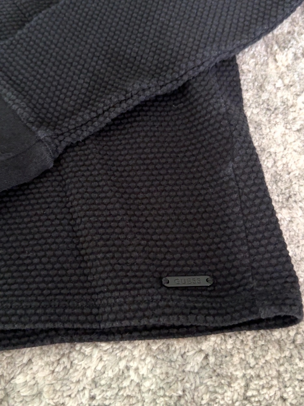 Guess Men's Black V-Neck Textured Sweater - Picture 3 of 4